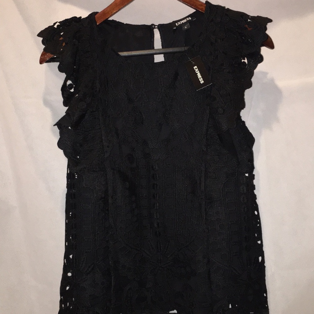 NWT Express Lace Overlay Flutter Sleeve Blouse | Size S
